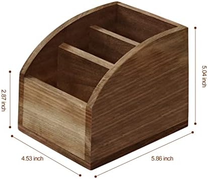 OKSQW Rustic Vintage Wooden Desk Organizer Farmhouse Wood Remote Control Caddy, 3 Slot Tabletop Desktop Office Supply Storage Rack Desktop TV Remote Control Holder Home Decor Office Supplies Storage - Image 2