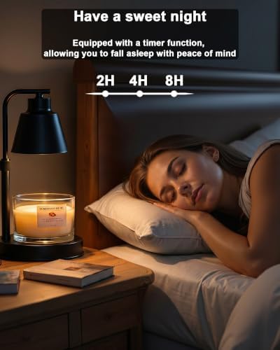 Candle Warmer Lamp with Timer, Dimmable, Adjustable Height, Black - Image 5