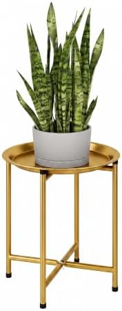 Bamworld Plant Stand Indoor Tall Plant Table Outdoor Plant Stool Black Gold by Bamworld