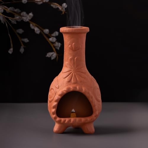 Handmade Palo Santo & Sage Burning Dish, Mini Floral Chiminea Smudge Bowl - Image 3