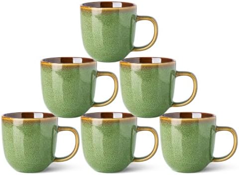 LERATIO Ceramic Coffee Mugs Set of 6,12oz Handmade Coffee Mugs Set by LeRatio