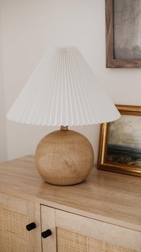 JONATHAN Y Aksel Sphere Table Lamp Coastal 17.25", Beige Wood Finish - Image 3