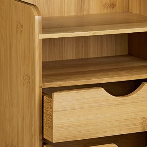 Relaxdays Desk Organiser, Bamboo Storage System for Organizing Your Office Desk with 2 Shelves and 2 Removable Drawers Storage Box for Letter Filing for Work, Natural Brown - Image 5