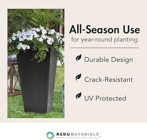 Tierra Verde Sonata Self-Watering Square Planters, Black, 14" x 28", 2-Pack - Image 3