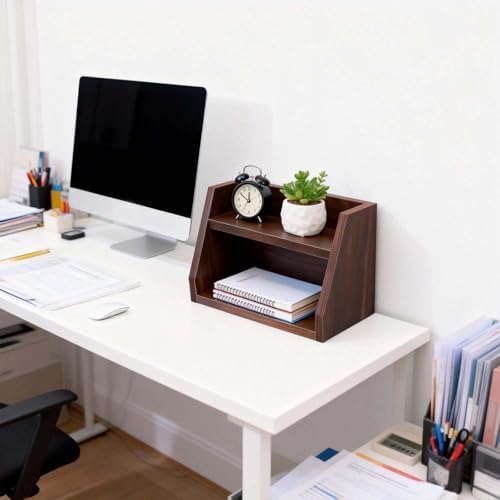 ONCHEER Desktop Organizer Storage Book Shelf, Desk Bookcase File Holder for Home Office Workplace Storage Rack for Small Gadget - Image 4