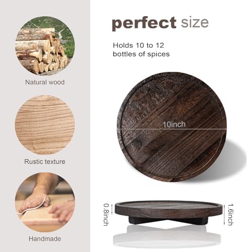Round Decorative Tray Farmhouse Kitchen Decor Soap Dish, 10" Dark Brown - Image 6