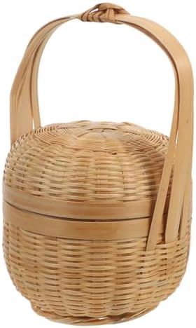LABRIMP Handmade Small Woven Basket with Handle, Mini Handwoven Storage Organizer 15cm×8cm for Home Decor and Favors by LABRIMP