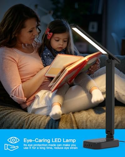 LED Desk Lamp Power Strip with 4 USB 3 Outlets, Dorm Room Essentials, Black - Image 5