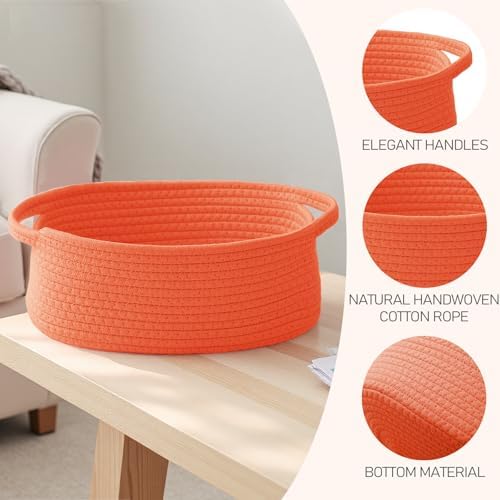 JMvicyroam Small Woven Basket, Empty Gift Basket, Orange/1 Pack - Image 3