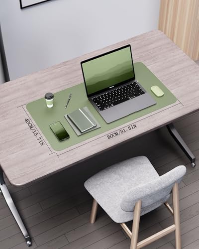 YSAGi Double-Sided Desk Pad, 31.5"x15.7"Leather Desk Mat, Eco Cork Desk Pad Protector,Large Mouse Pad,Waterproof Desk Blotter for Office/Home(Bamboo Green) - Image 5