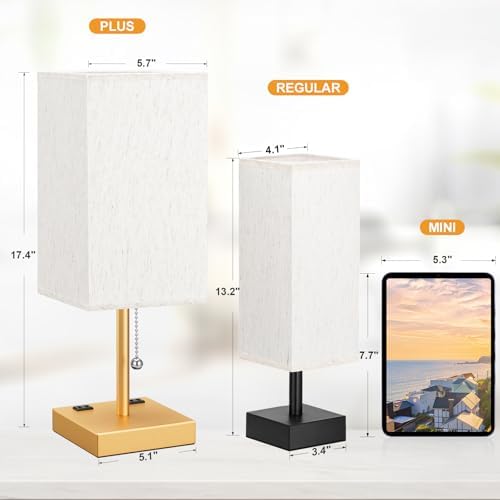 Gold Bedside Lamp for Bedroom - 3 Color Temperatures, USB A+C, 2 AC Outlets - Image 3