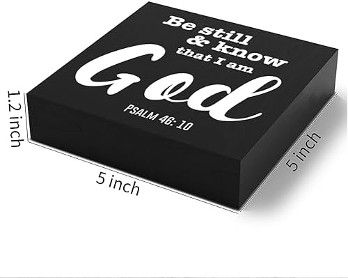 Positive Home Office Christian Decor Bible Verse Desk Decor Wood Sign Farmhouse Black Wooden Box Sign for Living Room Bedroom Kitchen Table Shelf Counter Religious Gifts for Family - Image 2