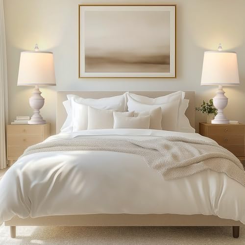 PARTPHONER Retro Table Lamps Set of 2, Bedside Lamp for Bedroom Rustic Farmhouse Table Lamps for Living Room, 22" Vintage Nightstand Lamps with White Shades, White - Image 6