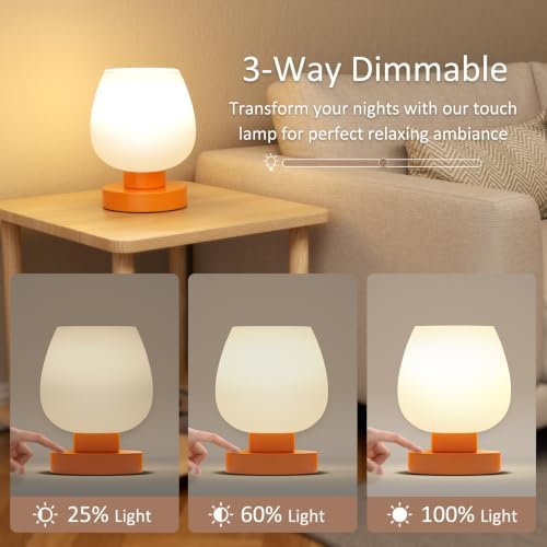 Seealle Small Touch Table Lamp for Nightstand, 3 Way Dimmable Bedside Lamp - Image 4