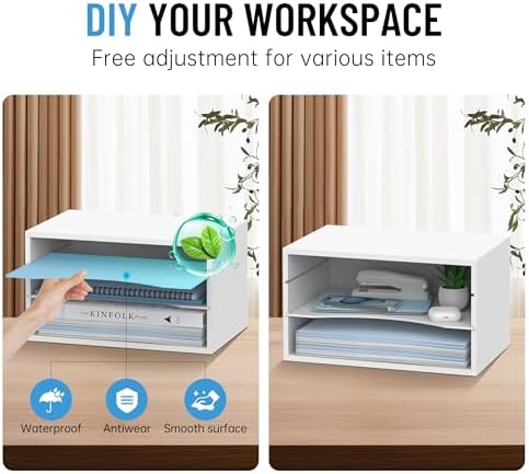 3-Tier Paper Organizer for Desk, Adjustable Mail Organizer, White - Image 5