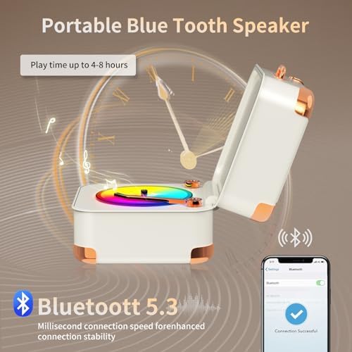 Portable Bluetooth Speaker,Mini Record Player,HD Sound Quality, Mini Bluetooth Speaker, up to 8 Hours of Play Time,TWS Pairing,Suitable for Family Parties, Birthday Gifts，2026 Spring Women's Gifts - Image 4