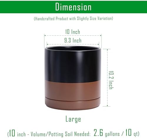D'vine Dev 10 Inch Ceramic Planter Pot, Black/Tan, 94-O-E-7 - Image 3