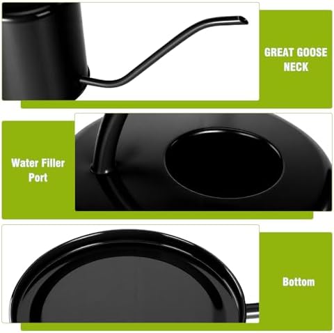 Plant Watering Can, 50 oz / 1500 ml Stainless Steel Metal - Modern Decorative with Long Spout for Indoor Potted Plants, Bonsai, Garden Flowers, Black - Image 5