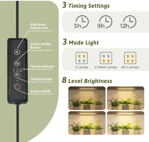 GENTINGBRO Plant Stand with Grow Lights for Indoor Plants 62.2'' Tall Plant Shelves - Image 5