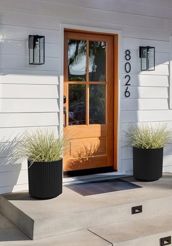 Veradek Round Demi Planter Pots for Indoor/Outdoor Garden Use, Made from Plastic-Concrete Mix with Drainage Holes, Perfect for Small to Large Succulent Plants, Flowers, Modern Interior Plants - Image 4