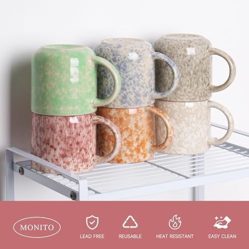 MONITO 12oz Coffee Mugs Set of 6, Modern Ceramic Mugs with Handle - Image 4