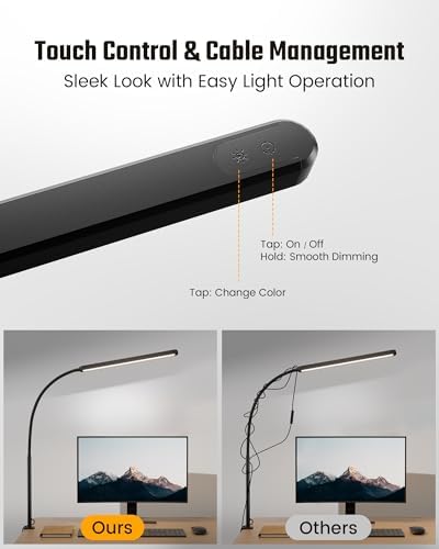 SUPERDANNY Eye-Caring LED Desk Lamp Work Lamp Office Lamp with Side Clamp (Pack of 2) - Image 4