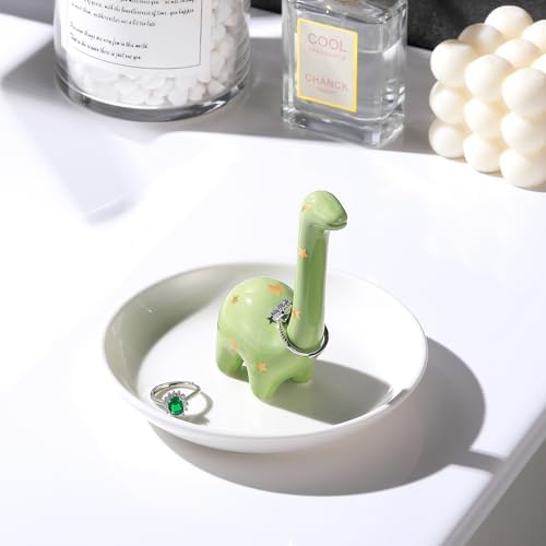 PUDDING CABIN Dinosaur Gifts for Women, Green Dinosaur Ring Holder Dish for Rings Earrings Bracelets Necklace Organizer, Gifts for Women Birthday Mothers Day Christmas Thanksgiving - Image 6