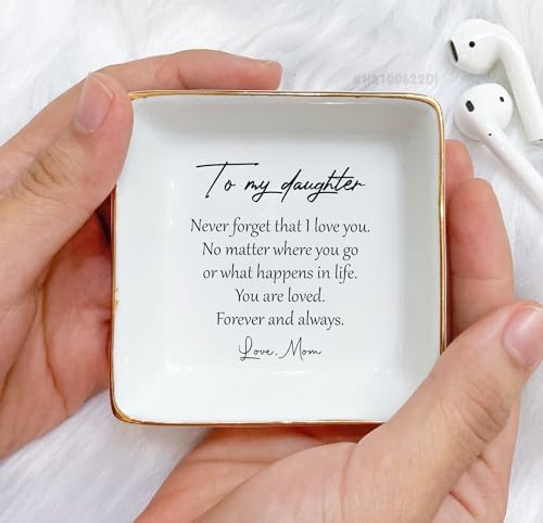 Square Ring Dish White Ceramic Jewelry Dish, Trinket Tray For Girl Bride From Mom, Birthday, Wedding Present, Mother and Daughter-In-Law Gift - Image 4