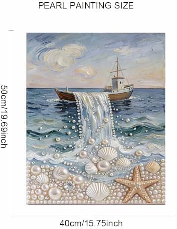 Mrchfr Wave Pearl Painting Kit for Adults & Beginners, DIY Ocean Theme DIY All-Pearl Dot Painting, Stress Relief Art Craft Supplies for Gift Home Wall Decor, No Frame (Style E) - Image 2