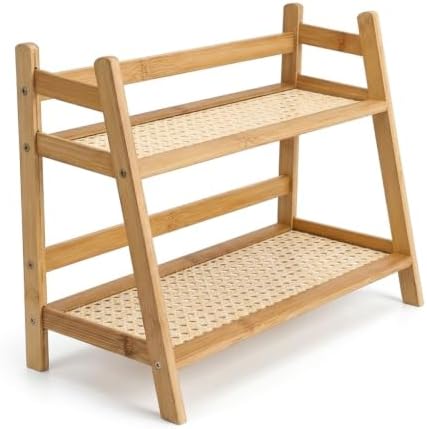 Bamboo Desktop Organizer Shelf, 2 Tier Desk Storage Rack by Unknown