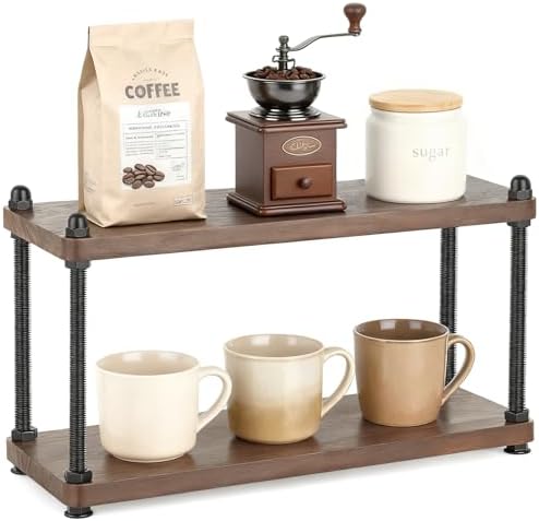 Mkono Coffee Station Organizer, 2 Tier Mug Shelf Coffee Bar Accessories by Mkono