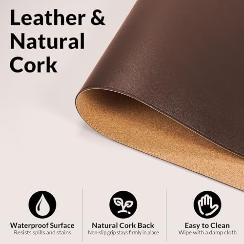 AFIING Cork Desk Mat, Coffee, 23.6" x 13.7",Desk Pad Protector - Image 3
