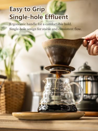 Gomakren Pour Over Coffee Maker Single-Hole Cone, Ceramic Coffee Dripper - Image 4
