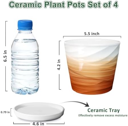 5 Inch Ceramic Plant Pot(5.5 in Diameter, 4 Pack) - Image 2