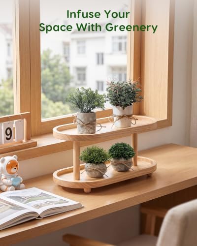 Velener 4 Pack Small Fake Plants Potted Eucalyptus Plants for Home Decor, Boxwood Artificial Plants Indoor, for Bathroom Bedroom Kitchen Office Farmhouse Room Shelf Decor - Image 6