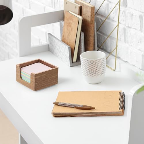 Bivvclaz Acacia Wood Sticky Note Holder, 3 x 3 Inch Post It Note Dispenser for Office Desk Accessories, Self Stick Note Pad Holder, Memo Pad Holder Dispenser Organizer for School Office Desk Supplies - Image 6