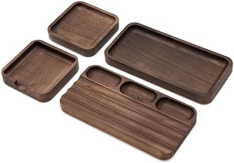 MUUJEE Wooden Desk Organization 4 Piece Set - for Desk Accessories Work Teacher Dad Wood Tray Work Minimalist Rustic by MUUJEE