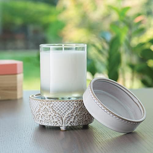 Candle Warmers ETC 2-in-1 Candle and Fragrance Warmer for Warming Scented Candles or Wax Melts and Tarts with to Freshen Room, Vintage White Lace - Image 2