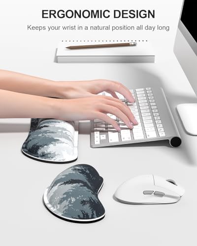Auhoahsil Large Mouse Pad with Wrist Rests for Keyboard & Mouse, Thick Soft Ergonomic Memory Foam Wrist Supports, Big & Long Desk Mat 35.5 x 15.7 in, for Office Gaming Computer, Misty Forest - Image 3