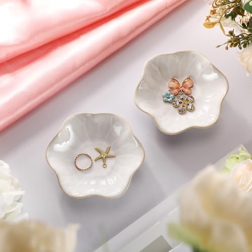 Teenyyou 8 Pcs Ceramic Jewelry Dish Bulk Small Trinket Tray, White - Image 6