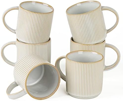 famiware Coffee Mug Set of 6, Star 12 oz Ceramic Mugs Cups Set with Handle by Famiware