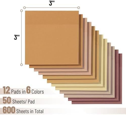 Mr. Pen- Sticky Notes, 3"x3", 12 Pads, 600 Sheets, Vintage Brown - Image 2