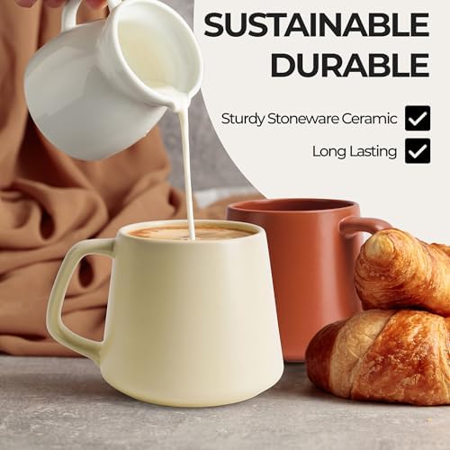 MIAMIO - Coffee Mugs Set of 4, Ceramic (14oz) - Luxe (Beige Pastel) - Image 7