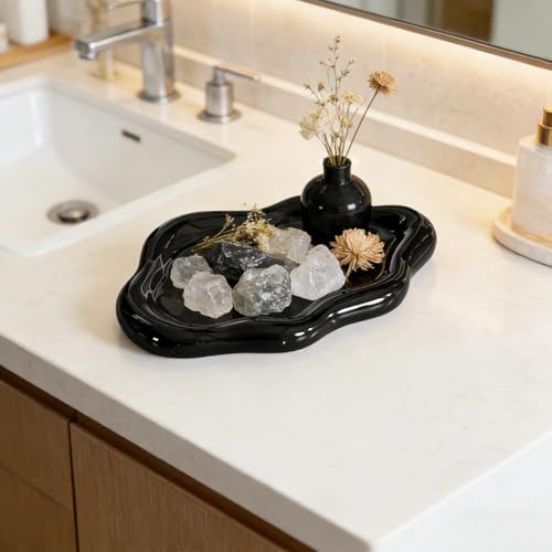 Ceramic Jewelry Tray Trinket Dish, Cloud Shaped, Black - Image 4