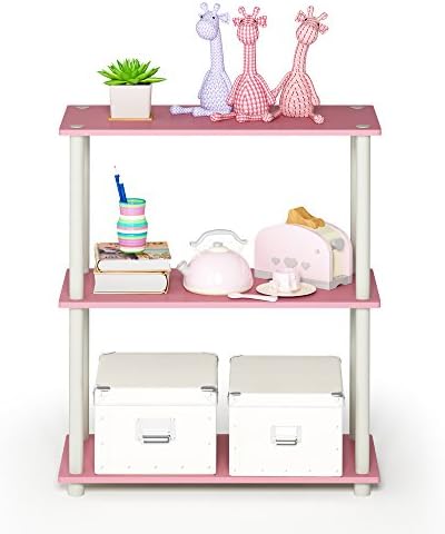 Furinno TURN-N-TUBE Storage Shelves, 3-Tier Book Shelf, Corner Shelf, Toolless Open Shelves, for Organization and Storage, Living Room, Garage, Home Office, Pink - Image 6