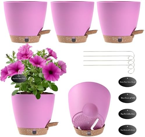 6 Inch Small Self Watering Pots for Indoor Outdoor Plants,5-Pack by Fielda
