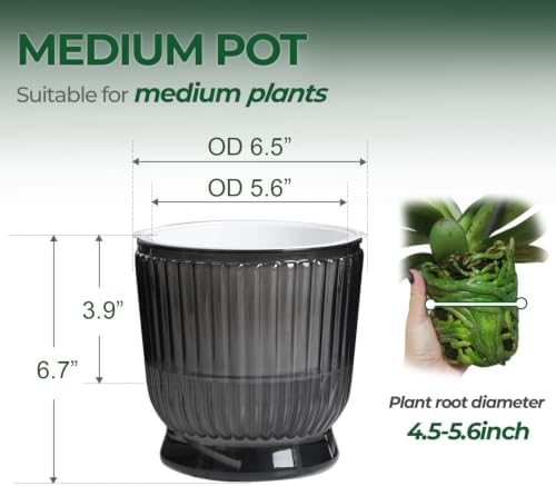 T4U Self Watering Pots for Indoor Plants 6 Inch 4 Pack Planter Gray - Image 2