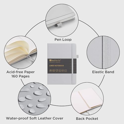 &And Per Se Lined Journal Notebook, 160 Pages, A5 5.7 x 8 inches College Ruled Thick Paper Notebook Journals for Writing, Hardcover Notebooks for Women Men Office School (1 Pack, Grey) - Image 4