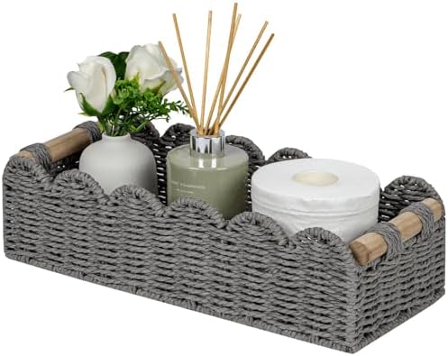 CubesLand Scalloped Toilet Paper Storage Basket W/Handle for Home Decor by CubesLand