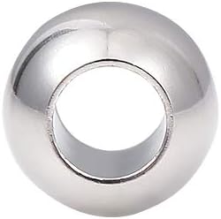 Stainless Steel Spacer Beads 9x7mm Round Loose Charm Caps Beads for DIY Jewelry Making 20pcs with 4.5mm Hole